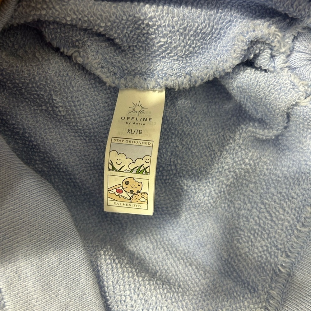 Aerie Offline Oversized Cropped Cinched side tie Sweatshirt Blue - Picture 9 of 10